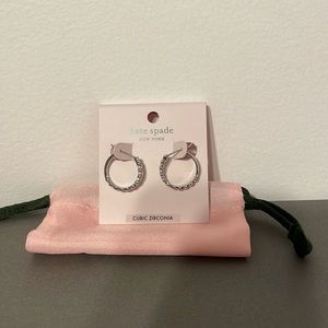 Kate Spade Small Silver Hoop Earrings With Cubic Zirconia